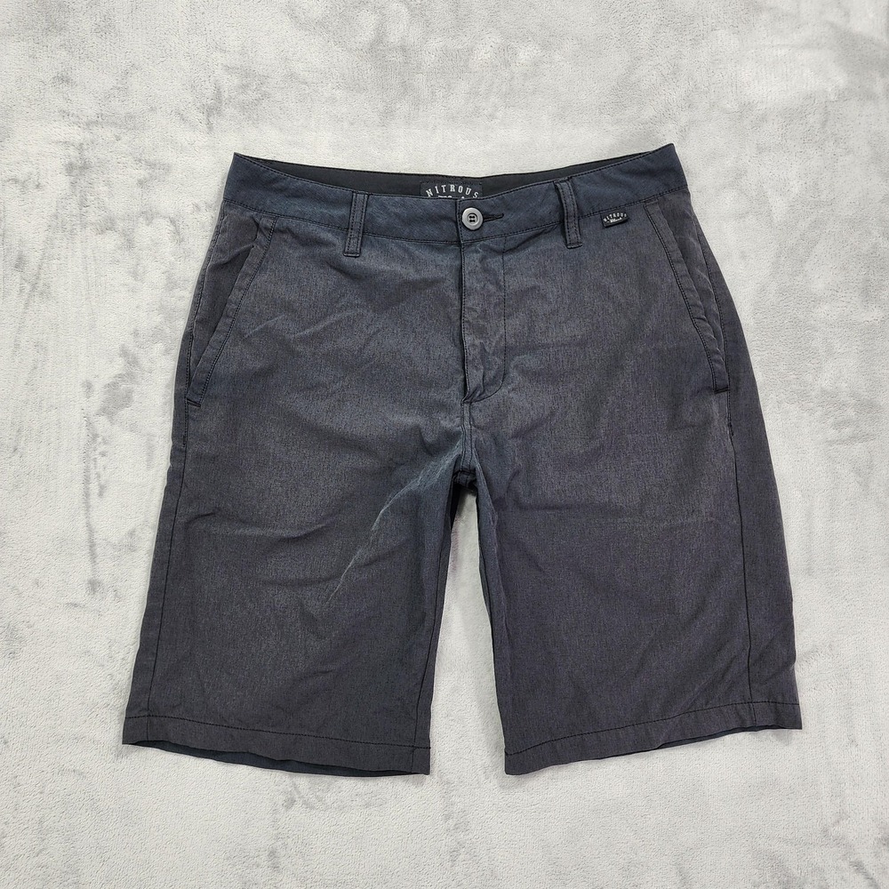 Nitrous‎ Black Shorts Mens 30 Black Stretch Chino Microfiber Zip Pocket Casual